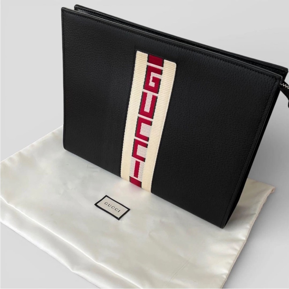 Gucci Black Toiletry Bag with Red and White Stripe - Picture 2 of 16